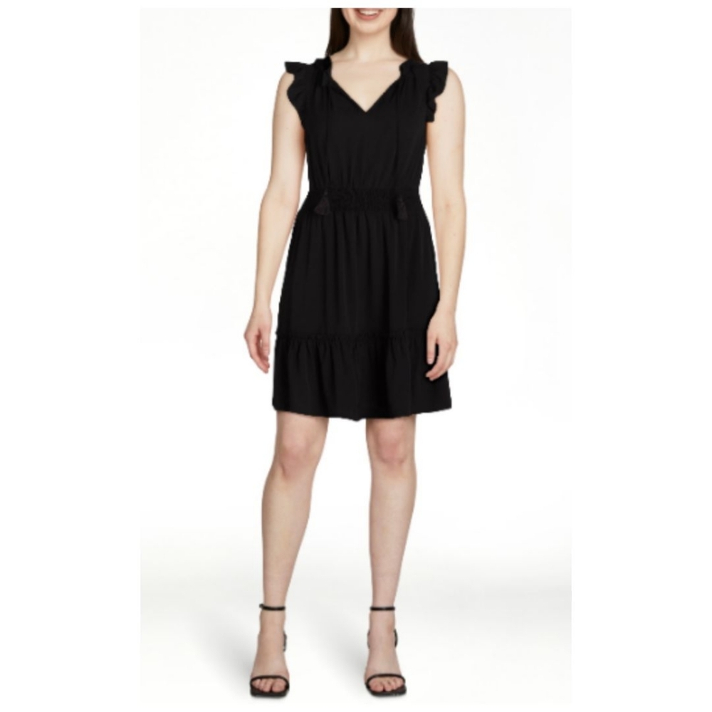 Nine.Eight New York Black Ruffle Sleeve Dress‎